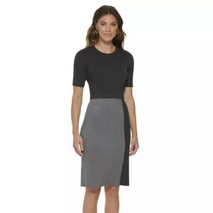 🆕️ DKNY Sweater Dress Colorblock Navy Blue Size M